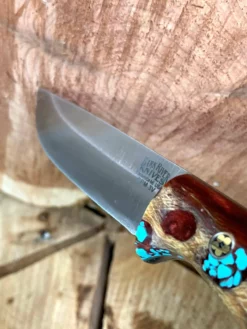 BARK RIVER KNIVES Bark River Gunny CPM 3V Knife - Red Cholla Cactus With Turquoise - Gray Liners - Rampless