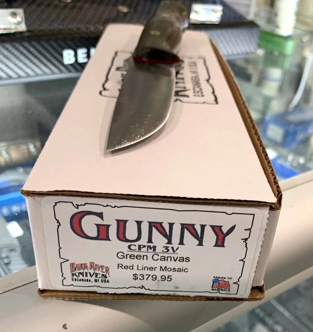 Best reviews of 🔔 BARK RIVER KNIVES Bark River Gunny CPM 3V Knife W/ Green Canvas Micarta - Red Liners - Mosaic Pins 🥰 6 BARK RIVER KNIVES Bark River Gunny CPM 3V Knife W/ Green Canvas Micarta - Red Liners - Mosaic Pins