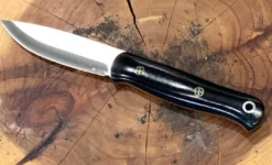 BARK RIVER KNIVES Bark River Ultralite Bushcrafter CPM 3V Black Micarta Handles Mosaic Pins