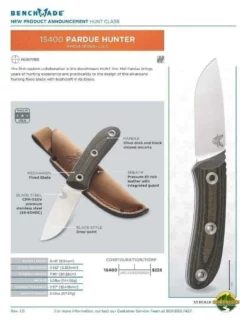 Benchmade Pardue 15400 Fixed Knife, Drop‑point