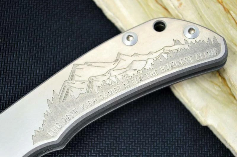 Best Pirce ✨ CHRIS REEVE KNIVES Chris Reeve Custom Impinda Blade Show Knife Titanium “The Climb” 🧨 5 CHRIS REEVE KNIVES Chris Reeve Custom Impinda Blade Show Knife Titanium “The Climb”