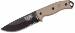 All Knife Brands ESEE 5 Partially Serrated Edge, Tan Micarta Handles, Black Sheath ESEE-5S-E