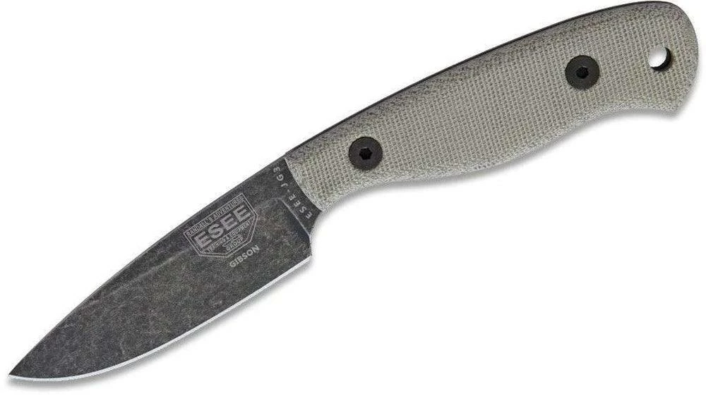 Brand new β All Knife Brands ESEE Camp-Lore Gibson JG3 Bushcraft Fixed Knife Black Stonewash) 𧨠3 All Knife Brands ESEE Camp-Lore Gibson JG3 Bushcraft Fixed Knife Black Stonewash)