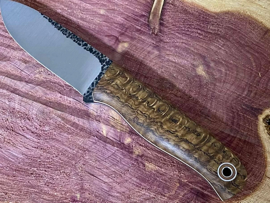 Coupon 🎁 Fiddleback Forge Bushcrafter 4" Blade W/ Curly Ash Handles ⌛ 3 Fiddleback Forge Bushcrafter 4" Blade W/ Curly Ash Handles