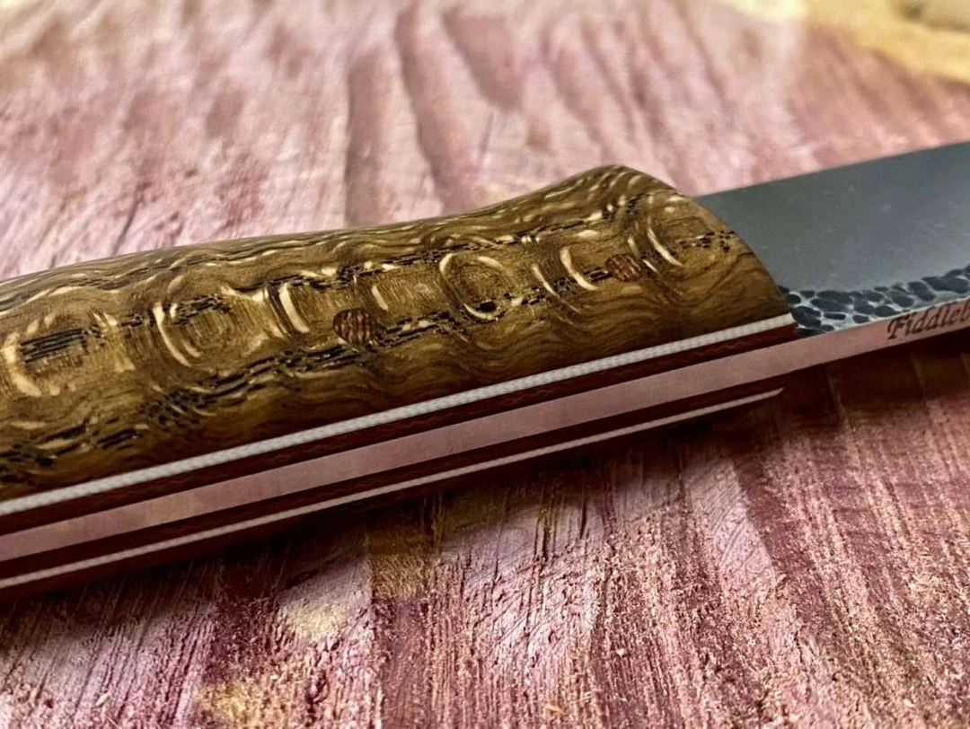 Coupon 🎁 Fiddleback Forge Bushcrafter 4" Blade W/ Curly Ash Handles ⌛ 6 Fiddleback Forge Bushcrafter 4" Blade W/ Curly Ash Handles