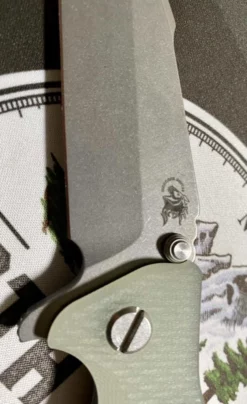 RICK HINDERER All Knife Brands Hinderer Eklipse Harpoon Spanto Knife Working Finish Blue/Translucent Green G10 3.5