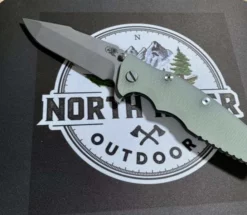 RICK HINDERER All Knife Brands Hinderer Eklipse Harpoon Spanto Knife Working Finish Blue/Translucent Green G10 3.5