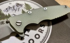 RICK HINDERER All Knife Brands Hinderer Eklipse Harpoon Spanto Knife Working Finish Blue/Translucent Green G10 3.5