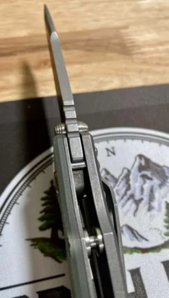 RICK HINDERER All Knife Brands Hinderer Eklipse Harpoon Spanto Knife Working Finish Blue/Translucent Green G10 3.5