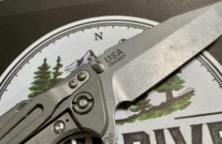 RICK HINDERER All Knife Brands Hinderer Eklipse Harpoon Spanto Knife Working Finish Blue/Translucent Green G10 3.5