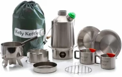 Kelly Kettle Scout Kit 41 Oz Stainless Camp Kettle W/ Stove For Fishing, Hunting, Hiking
