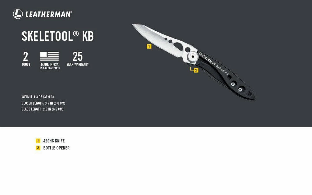 New ❤️ Leatherman Tools Leatherman Skeletool KB Folding Knife 2.6" Stainless Steel 832385 (USA) 🥰 8 Leatherman Tools Leatherman Skeletool KB Folding Knife 2.6" Stainless Steel 832385 (USA)