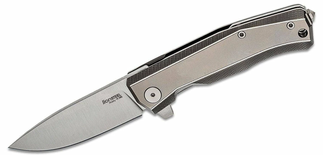 Cheap 💯 LionSteel Knives LionSteel Myto Knife 3.27" M390, Gray Titanium Handles ⭐ 4 LionSteel Knives LionSteel Myto Knife 3.27" M390, Gray Titanium Handles