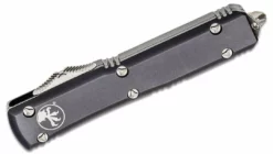 Microtech 121-10 Ultratech Auto S/E Knife 3.46" Stonewashed Plain Blade, Black Aluminum Handles All Knife Brands