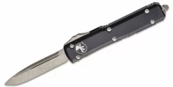 Microtech 121-10AP Ultratech Auto S/E Knife 3.46" Apocalyptic Plain Blade, Black Handles