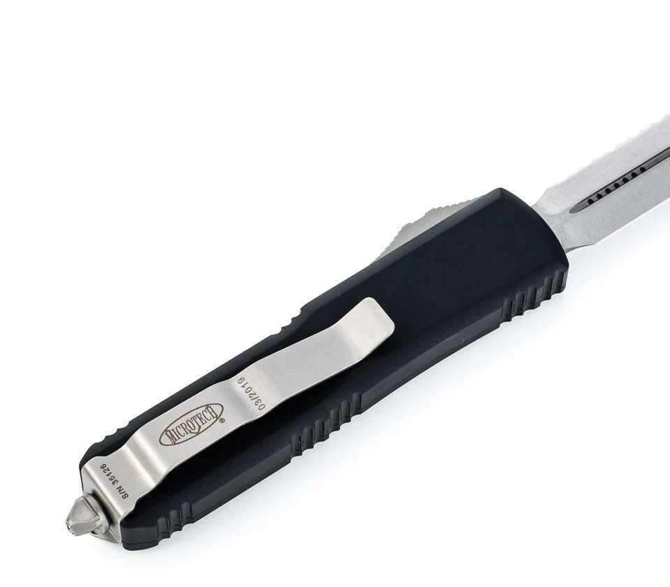 Discount ๐ Microtech 232-12 UTX-85 D/E Black Handle Full Serrations Blade ๐ 4 Microtech 232-12 UTX-85 D/E Black Handle Full Serrations Blade