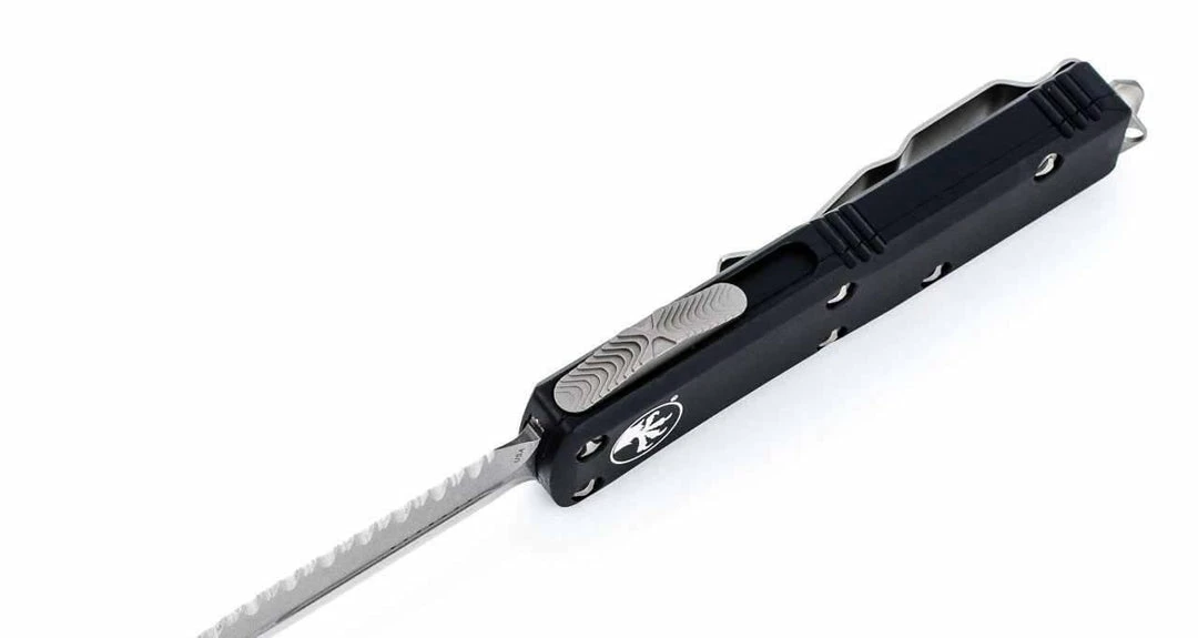 Discount ๐ Microtech 232-12 UTX-85 D/E Black Handle Full Serrations Blade ๐ 5 Microtech 232-12 UTX-85 D/E Black Handle Full Serrations Blade