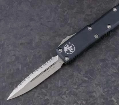 Budget π₯ Microtech 232-6 UTX-85 D/E Black Handle Serration Satin Blade β€οΈ 3 Microtech 232-6 UTX-85 D/E Black Handle Serration Satin Blade