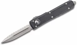 All Knife Brands Microtech Ultratech OTF 3.46" Satin Plain/Serrated D/E Black Handles 122-6