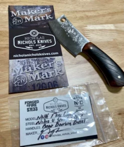 NICHOLAS NICHOLS Limited Edition Knives Nic Nichols Mini Cleaver Makers Mark Bourbon Handles Limited Edition