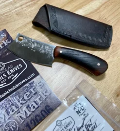 NICHOLAS NICHOLS Limited Edition Knives Nic Nichols Mini Cleaver Makers Mark Bourbon Handles Limited Edition