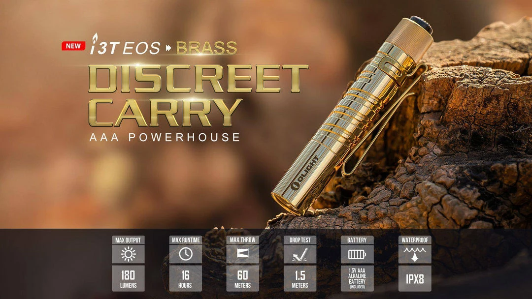 Wholesale 𧨠Olight I3T EOS Brass Flashlight (Limited Edition) π 3 Olight I3T EOS Brass Flashlight (Limited Edition)