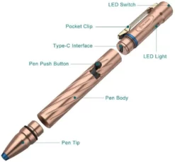 OLIGHT OPEN 2 Cu 120 Lumens USB Rechargeable LED Pen Light, EDC Flashlight (Limited Ed)