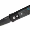 PROTECH KNIVES Pro-Tech 7FC31 Godson Auto Folding Knife 3.15" 154CM Black DLC Blue Dark Matter Carbon Inlays