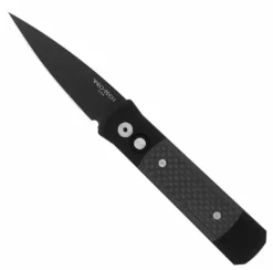 PROTECH KNIVES Pro-Tech Godson 705 Black Handle Black Blade Carbon Fiber Inlay All Knife Brands
