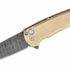 PROTECH KNIVES All Knife Brands Pro-Tech Limited Edition Malibu Flipper Damascus Reverse Tanto Blade, Bronze Handles