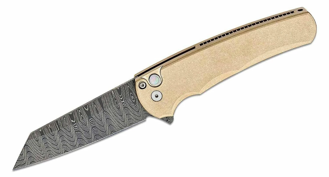 Wholesale π PROTECH KNIVES All Knife Brands Pro-Tech Limited Edition Malibu Flipper Damascus Reverse Tanto Blade, Bronze Handles π― 3 PROTECH KNIVES All Knife Brands Pro-Tech Limited Edition Malibu Flipper Damascus Reverse Tanto Blade, Bronze Handles