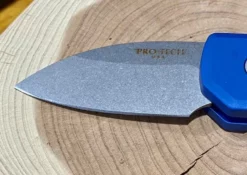 PROTECH KNIVES Pro-Tech Runt 5 Blue Handle Stonewash Wharncliffe 20-CV (R5101-Blue) All Knife Brands