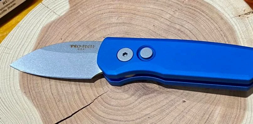 New ✨ PROTECH KNIVES Pro-Tech Runt 5 Blue Handle Stonewash Wharncliffe 20-CV (R5101-Blue) All Knife Brands 🧨 6 PROTECH KNIVES Pro-Tech Runt 5 Blue Handle Stonewash Wharncliffe 20-CV (R5101-Blue) All Knife Brands