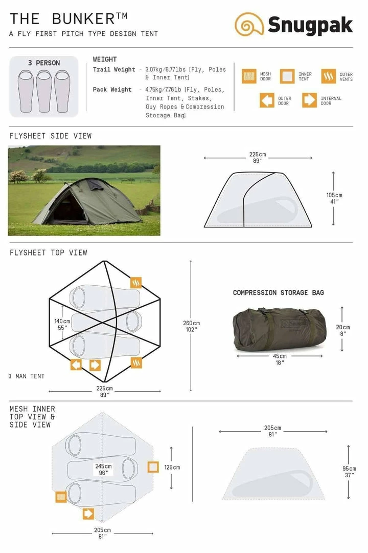 Outlet 𧨠Snugpak Bunker 3 Person Tent / Tactical Shelter (Olive) Tents & Shelters π 8 Snugpak Bunker 3 Person Tent / Tactical Shelter (Olive) Tents & Shelters