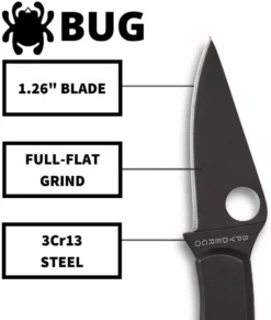 Spyderco Bug Non-Locking Knife Black Steel Blade C133BKP Spyderco Knives