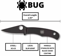 Spyderco Bug Non-Locking Knife Black Steel Blade C133BKP Spyderco Knives