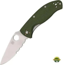 Spyderco Knives Spyderco Tenacious Knife 3-3/8" Combo Blade (Green)